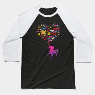 100 Days of School Unicorn Girls Teacher 100th Day of School Baseball T-Shirt